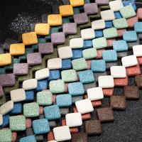 Perles de lave multicolor, lave volcanique, Losange, DIY, couleurs mélangées, 32mm, Vendu par brin