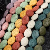 Perles de lave multicolor, lave volcanique, ovale, DIY, couleurs mélangées, 26mm, Vendu par brin