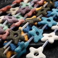 Perles de lave multicolor, lave volcanique, étoile, DIY, couleurs mélangées, 34mm, Vendu par brin