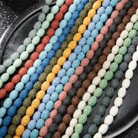 Perles de lave multicolor, lave volcanique, ovale, DIY, couleurs mélangées, 14mm, Vendu par brin