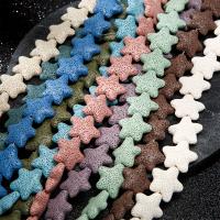 Perles de lave multicolor, lave volcanique, étoile, DIY, couleurs mélangées, 24mm, Vendu par brin