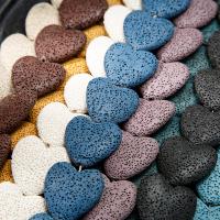 Perles de lave multicolor, lave volcanique, coeur, DIY, couleurs mélangées, 30mm, Vendu par brin