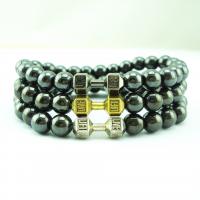 Hematite Bracelets, with Zinc Alloy, fashion jewelry & elastic & Unisex Approx 7.1 