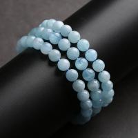 Aquamarine Bracelet, Round, polished, Mint Blue 