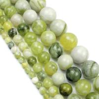 Light Mottle Green Jade Beads, Round, polished, DIY green 