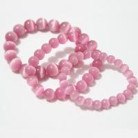 Cats Eye Bracelets, Round, polished, durable & for woman, pink 