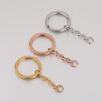 Stainless Steel Key Chain Findings, Round, plated, DIY 