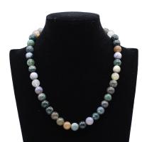 Indian Agate Necklace, fashion jewelry & for woman, green, 480mm Approx 18.9 Inch 