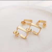 Brass Stud Earring, golden 