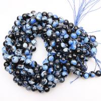 Perles agate de feu craquelées naturelles, agate feu, Rond, poli, DIY & normes différentes pour le choix & facettes, bleu, Vendu par brin