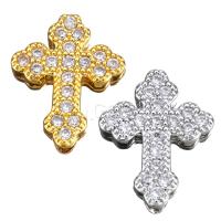 Cubic Zirconia Micro Pave Brass Beads, Cross, plated, micro pave cubic zirconia Approx 1.5mm 