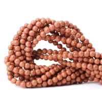 Goldstein Perlen, Goldsand, rund, poliert, DIY & verschiedene Größen vorhanden, verkauft von Strang