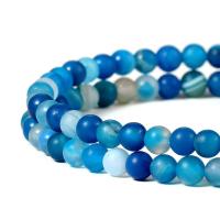 Natürliche blaue Achat Perlen, Blauer Achat, rund, DIY & verschiedene Größen vorhanden & satiniert, blau, verkauft von Strang