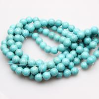 Synthetische Türkis Perlen, rund, poliert, DIY & verschiedene Größen vorhanden, Türkisblau, verkauft von Strang