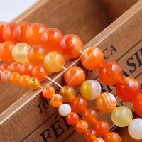 Natural Lace Agate Beads, Round, polished, DIY reddish orange 