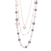 Fashion Multi Layer Necklace, Zinc Alloy, with pearl, plated 930mm 