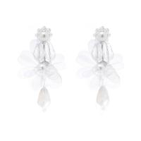 Crystal Drop Earring, with Plastic Pearl, Flower, fashion jewelry & for woman, Crystal, 68.5mm 