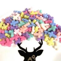 Perles acryliques nature, Acrylique, croix, vernis au four, DIY, couleurs mélangées Vendu par sac
