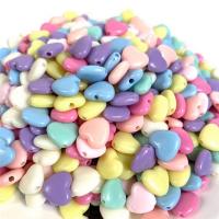 Solid Color Acrylic Beads, Heart, stoving varnish, DIY, mixed colors, 12mm 