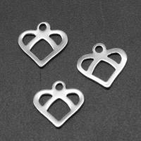 Stainless Steel Heart Pendants, silver color plated Approx 