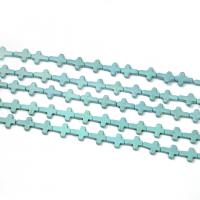Synthetische Türkis Perlen, Kreuz, poliert, DIY & verschiedene Stile für Wahl, Türkisblau, verkauft von Strang