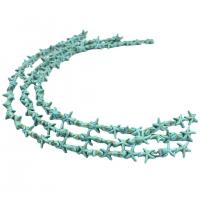 Synthetische Türkis Perlen, Seestern, poliert, DIY, Türkisblau, 14x5mm, 37PCs/Strang, verkauft von Strang