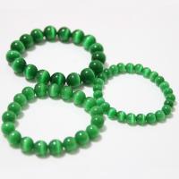 Cats Eye Bracelets, Round, polished, DIY green 