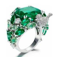 Zinklegierung Fingerring , mit Smaragd, plattiert, Modeschmuck & verschiedene Größen vorhanden & für Frau, grün, verkauft von PC