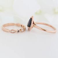 Zircon pavent l'anneau en laiton de doigt, Placage, 2 pièces & bijoux de mode & normes différentes pour le choix & pavé de micro zircon & pour femme, noire, Vendu par PC