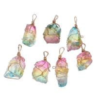 Crystal Jewelry Pendants, Brass, with Crystal, irregular, gold color plated Approx 