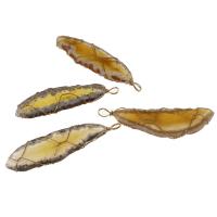 Agate Brass Pendants, with Brass, gold color plated Approx 
