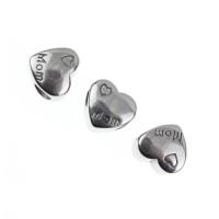 Stainless Steel Large Hole Beads, Heart, with letter pattern & blacken 