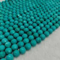 Perles en Turquoise naturelle, Rond, poli, DIY & normes différentes pour le choix & facettes, bleu turquoise, Vendu par brin
