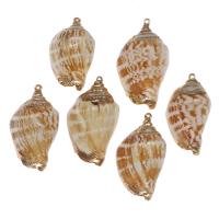 Trumpet Shell Pendant, with Brass, Conch, gold color plated, 55*29*21*mm/45*22*11mm, Approx 