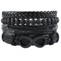 Wrap Bracelets, PU Leather, with Zinc Alloy, 4 pieces & Adjustable & fashion jewelry & for man 40mm 