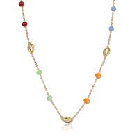 Glass Zinc Alloy Necklace, Aluminum Alloy, with Glass Beads, gold color plated, for woman Inch 