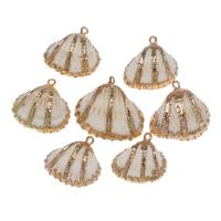 Brass Shell Pendants, with Brass, gold color plated, 26*28*4mm/21*23*3mm, Approx 