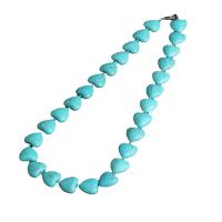 Turquoise Jewelry Necklace, Synthetic Turquoise, Heart, polished, blue, 520mm 