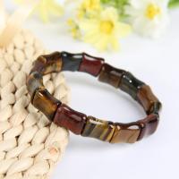 Bracelets en pierres oeil de tigre, couleurs mélangées, 14mm, Vendu par brin