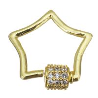 Brass Screw Clasp, Star, fashion jewelry & micro pave cubic zirconia & for woman, gold 