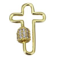 Brass Screw Clasp, fashion jewelry & micro pave cubic zirconia & for woman, gold 