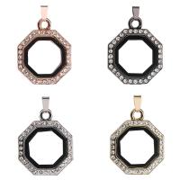 Zinc Alloy Locket Pendant, with Glass, plated, DIY & with rhinestone 