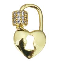 Brass Screw Clasp, fashion jewelry & micro pave cubic zirconia & for woman, gold 