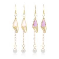 Plastic Pearl Zinc Alloy Earring, Wing Shape, plated, fashion jewelry & for woman 