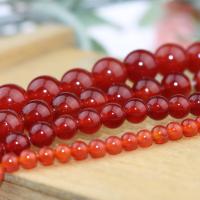 Perles Agates rouges naturelles, agate rouge, Rond, poli Environ 38 cm, Vendu par brin