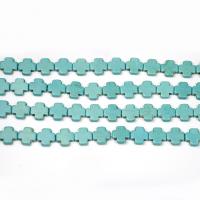Synthetische Türkis Perlen, Kreuz, poliert, DIY, Türkisblau, 15x15x4mm, verkauft von Strang