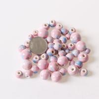 Glazed Porcelain Beads, Round, DIY pink 