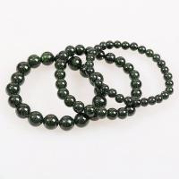 Gemstone Bracelets, Green Goldstone, Round, polished Approx 18 cm 