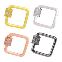 Brass Screw Clasp, Square, durable & DIY & micro pave cubic zirconia 
