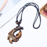 PU Leather Cord Necklace, Resin, with Wax Cord, Adjustable & fashion jewelry & handmade & Unisex, 80-83cmuff0c6.5cm 
